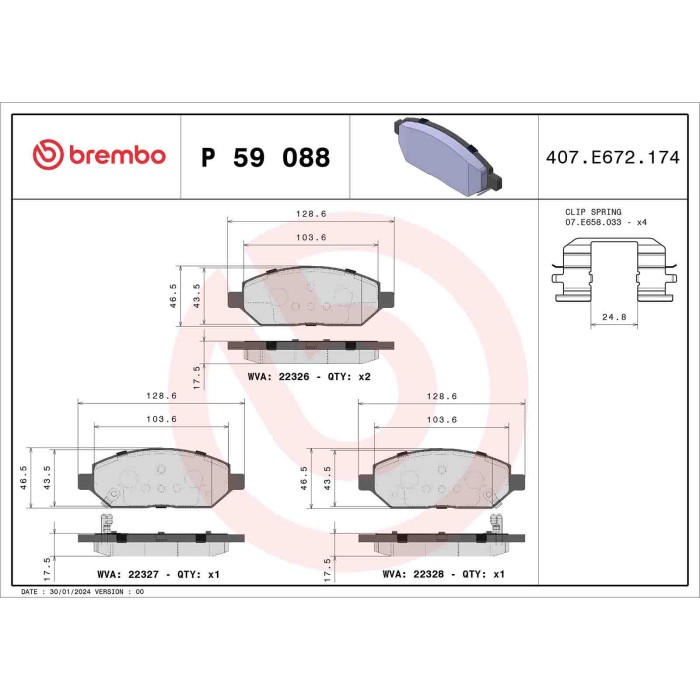 P59088_2.JPG Kit pastiglie freno, Freno a disco P 59 088 BREMBO per OPEL