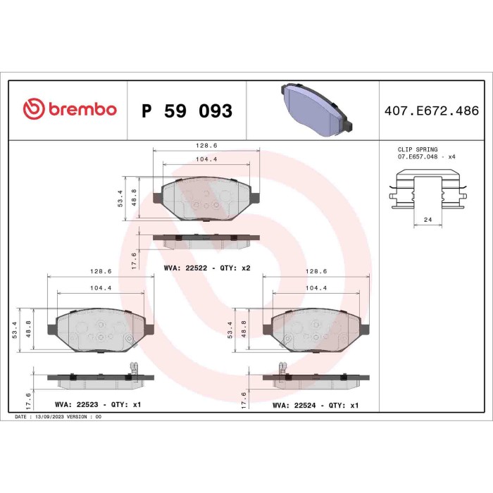 P59093_2.JPG Kit pastiglie freno, Freno a disco P 59 093 BREMBO per OPEL
