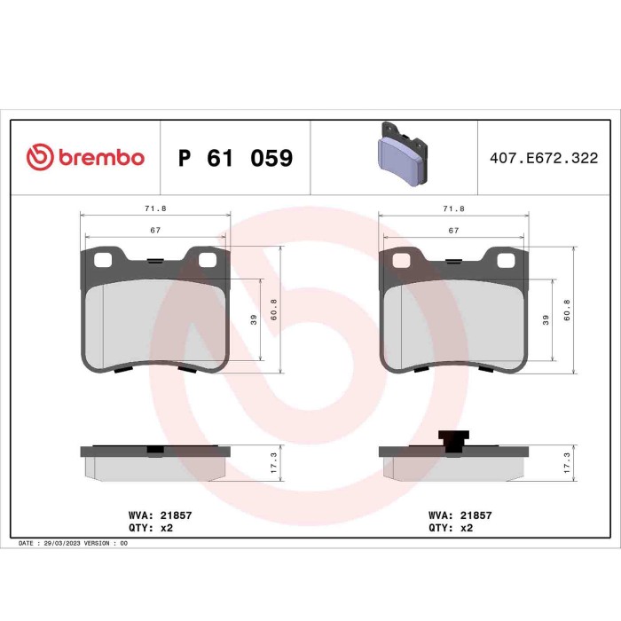 P61059_2.JPG Kit pastiglie freno, Freno a disco P 61 059 BREMBO per CITROEN