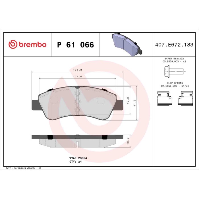 P61066_2.JPG Kit pastiglie freno, Freno a disco P 61 066 BREMBO per PEUGEOT CITROEN OPEL DS