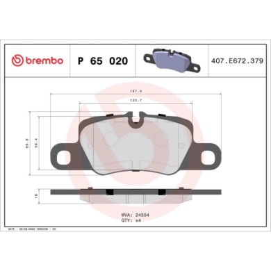 P65020_2.JPG Kit pastiglie freno, Freno a disco P 65 020 BREMBO per PORSCHE
