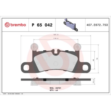 P65042_2.JPG Kit pastiglie freno, Freno a disco P 65 042 BREMBO per PORSCHE