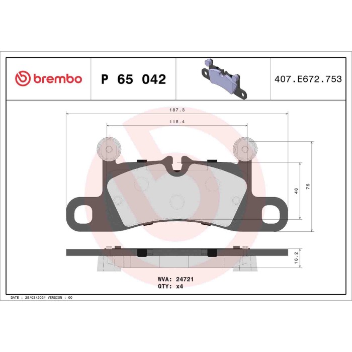 P65042_2.JPG Kit pastiglie freno, Freno a disco P 65 042 BREMBO per PORSCHE