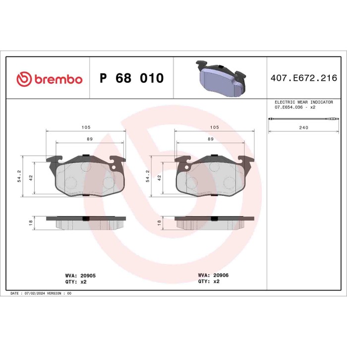 P68010_2.JPG Kit pastiglie freno, Freno a disco P 68 010 BREMBO per RENAULT PEUGEOT CITROEN
