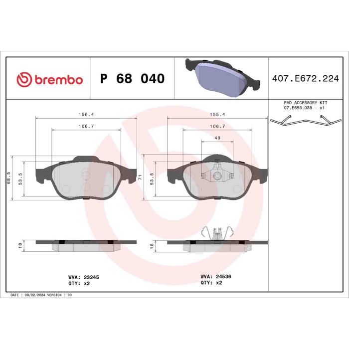 P68040_2.JPG Kit pastiglie freno, Freno a disco P 68 040 BREMBO per RENAULT