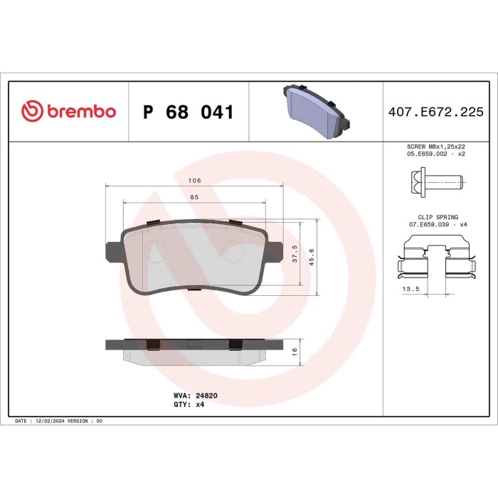 P68041_2.JPG Kit pastiglie freno, Freno a disco P 68 041 BREMBO per RENAULT