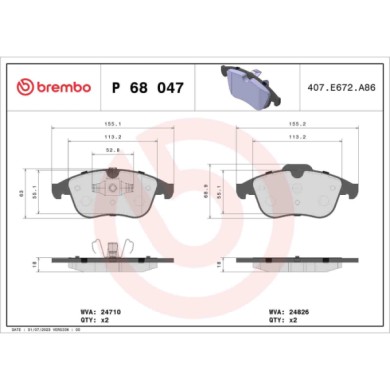 P68047_2.JPG Kit pastiglie freno, Freno a disco P 68 047 BREMBO per RENAULT