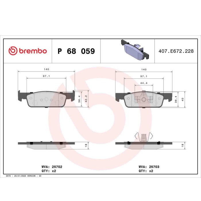P68059_2.JPG Kit pastiglie freno, Freno a disco P 68 059 BREMBO per RENAULT DACIA SMART