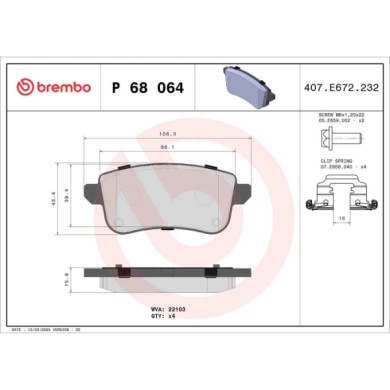P68064_2.JPG Kit pastiglie freno, Freno a disco P 68 064 BREMBO per RENAULT NISSAN MITSUBISHI