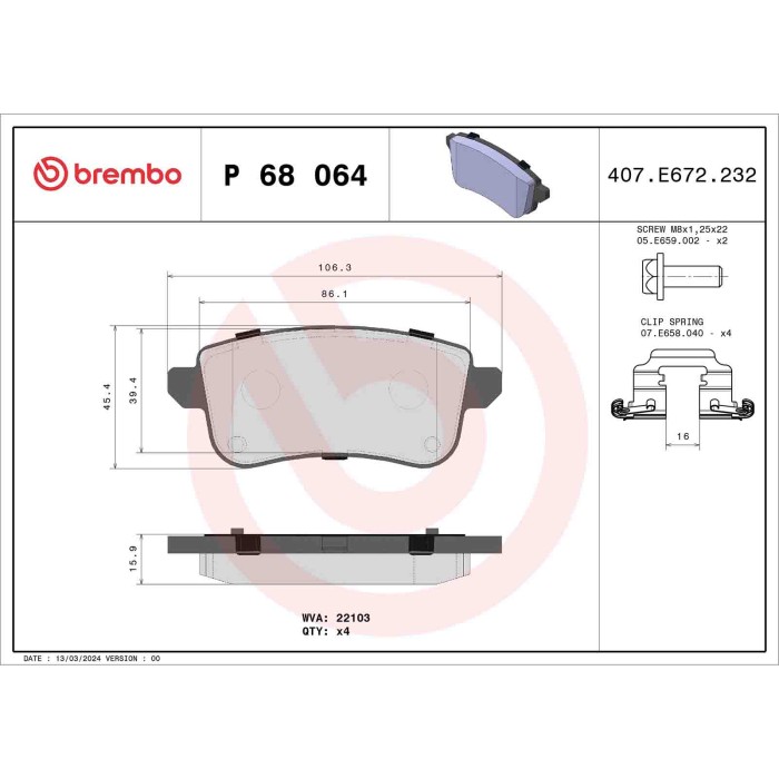 P68064_2.JPG Kit pastiglie freno, Freno a disco P 68 064 BREMBO per RENAULT NISSAN MITSUBISHI