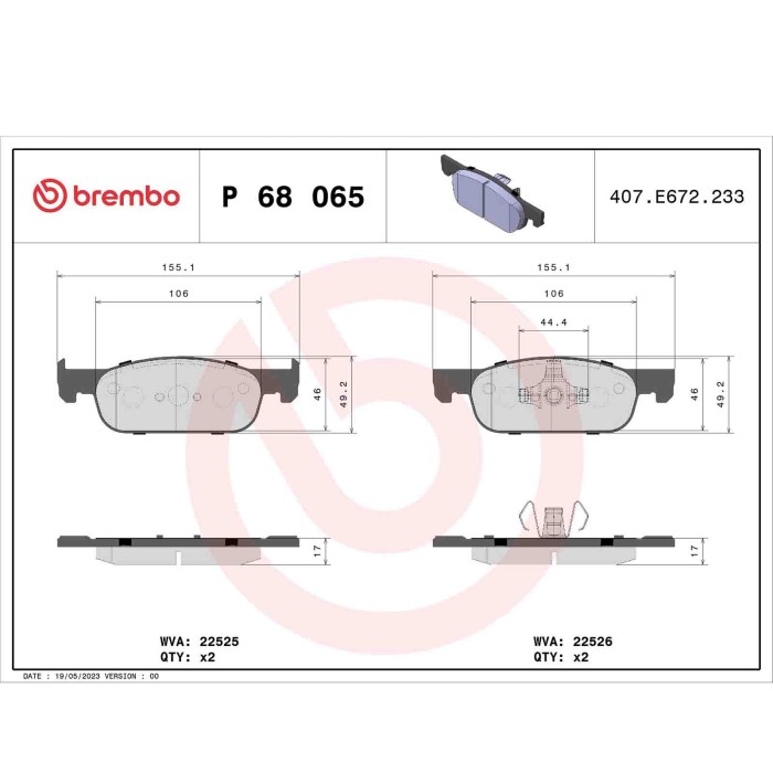 P68065_2.JPG Kit pastiglie freno, Freno a disco P 68 065 BREMBO per RENAULT DACIA