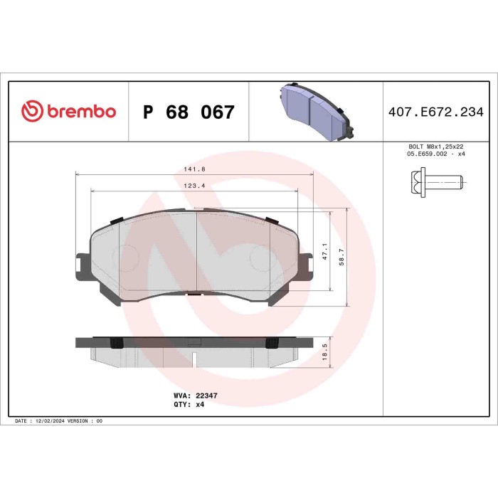 P68067_2.JPG Kit pastiglie freno, Freno a disco P 68 067 BREMBO per RENAULT