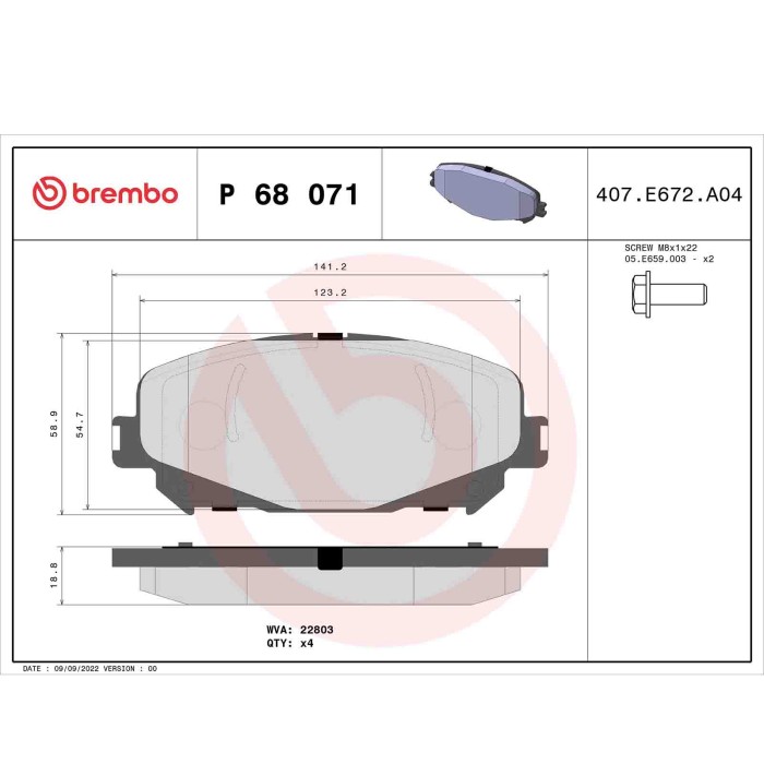 P68071_2.JPG Kit pastiglie freno, Freno a disco P 68 071 BREMBO per RENAULT MITSUBISHI