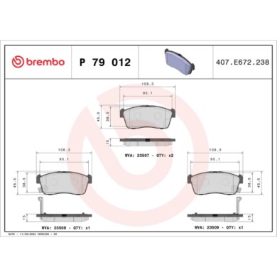 P79012_2.JPG Kit pastiglie freno, Freno a disco P 79 012 BREMBO per NISSAN SUZUKI SUBARU