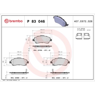 P83046_2.JPG Kit pastiglie freno, Freno a disco P 83 046 BREMBO per TOYOTA