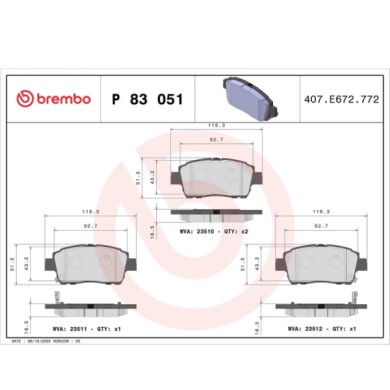 P83051_2.JPG Kit pastiglie freno, Freno a disco P 83 051 BREMBO per TOYOTA