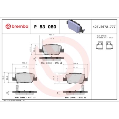 P83080_2.JPG Kit pastiglie freno, Freno a disco P 83 080 BREMBO per TOYOTA