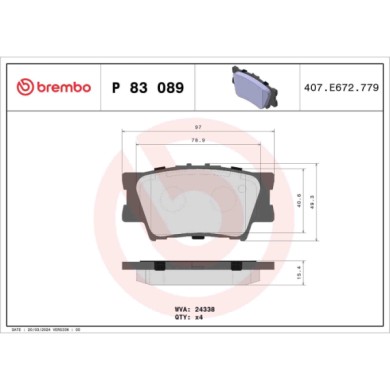 P83089_2.JPG Kit pastiglie freno, Freno a disco P 83 089 BREMBO per TOYOTA LEXUS
