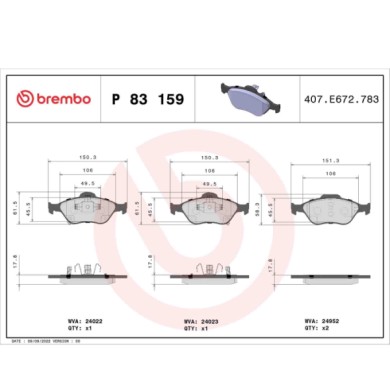 P83159_2.JPG Kit pastiglie freno, Freno a disco P 83 159 BREMBO per TOYOTA