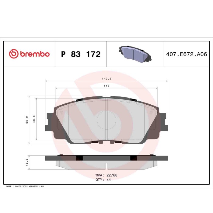 P83172_2.JPG Kit pastiglie freno, Freno a disco P 83 172 BREMBO per TOYOTA LEXUS