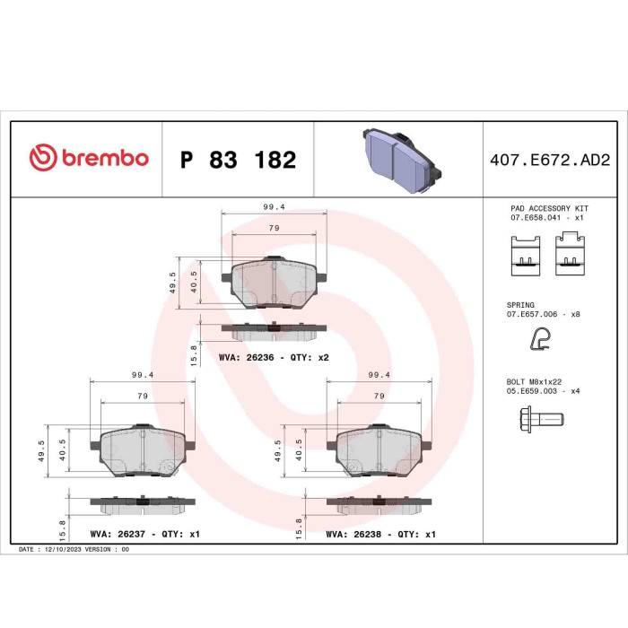 P83182_2.JPG Kit pastiglie freno, Freno a disco P 83 182 BREMBO per TOYOTA