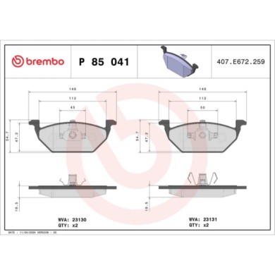 P85041X_2.JPG Kit pastiglie freno, Freno a disco P 85 041X BREMBO per AUDI VW SEAT SKODA