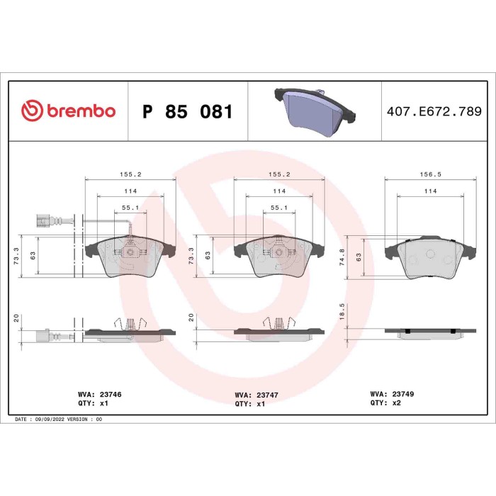 P85081_2.JPG Kit pastiglie freno, Freno a disco P 85 081 BREMBO per VW