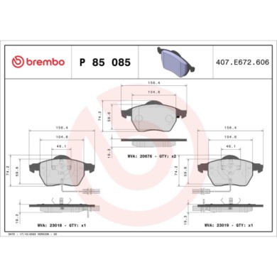 P85085_2.JPG Kit pastiglie freno, Freno a disco P 85 085 BREMBO per AUDI VW SEAT SKODA