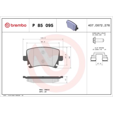 P85095_2.JPG Kit pastiglie freno, Freno a disco P 85 095 BREMBO per AUDI VW SEAT SKODA