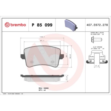 P85099_2.JPG Kit pastiglie freno, Freno a disco P 85 099 BREMBO per AUDI