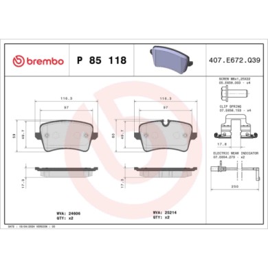 P85118_2.JPG Kit pastiglie freno, Freno a disco P 85 118 BREMBO per AUDI