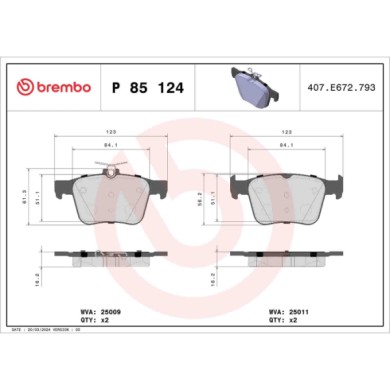 P85124_2.JPG Kit pastiglie freno, Freno a disco P 85 124 BREMBO per AUDI VW SEAT SKODA