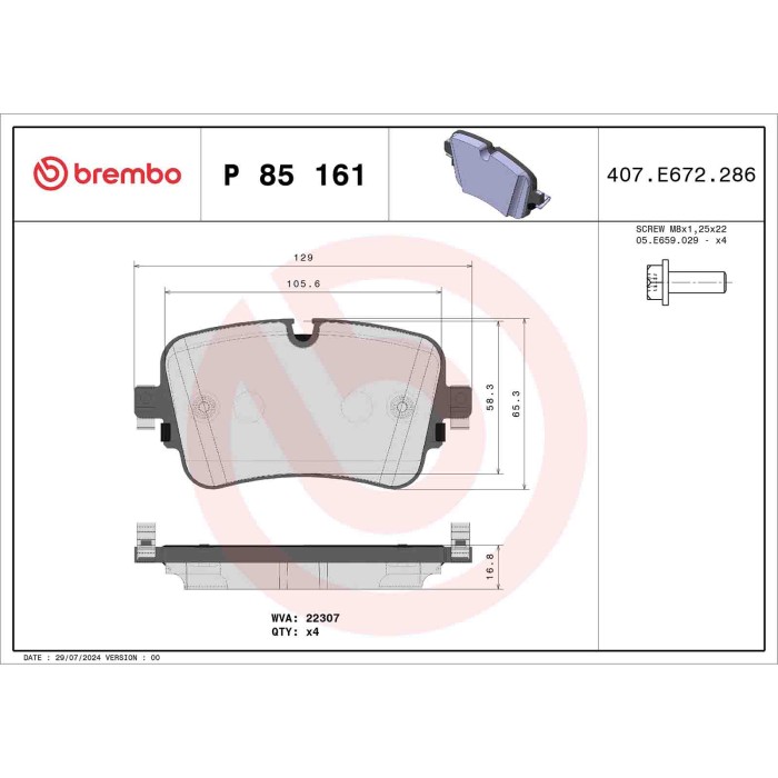 P85161_2.JPG Kit pastiglie freno, Freno a disco P 85 161 BREMBO per AUDI VW
