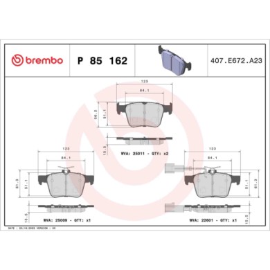 P85162_2.JPG Kit pastiglie freno, Freno a disco P 85 162 BREMBO per AUDI SEAT