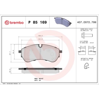 P85169_2.JPG Kit pastiglie freno, Freno a disco P 85 169 BREMBO per VW MAN