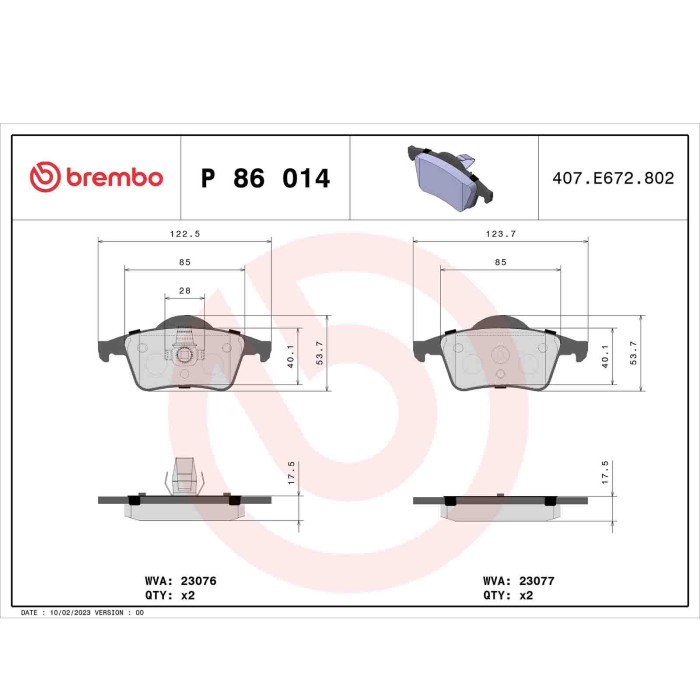 P86014_2.JPG Kit pastiglie freno, Freno a disco P 86 014 BREMBO per VOLVO
