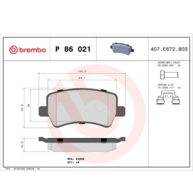 P86021_2.JPG Kit pastiglie freno, Freno a disco P 86 021 BREMBO per VOLVO LAND ROVER
