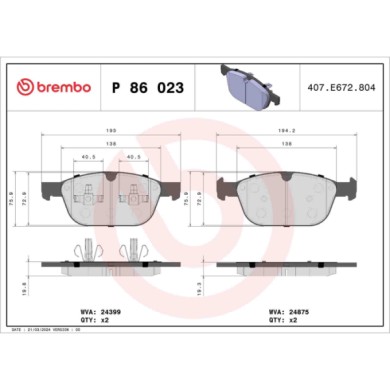 P86023_2.JPG Kit pastiglie freno, Freno a disco P 86 023 BREMBO per VOLVO