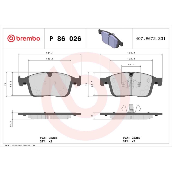 P86026_2.JPG Kit pastiglie freno, Freno a disco P 86 026 BREMBO per VOLVO