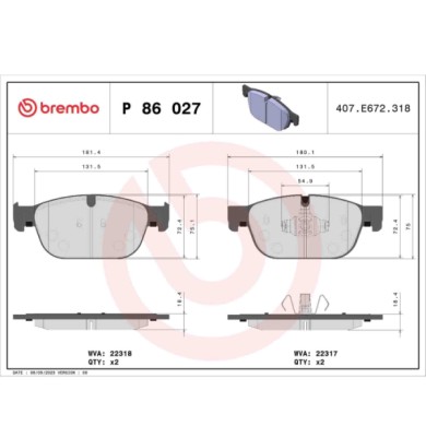 P86027_2.JPG Kit pastiglie freno, Freno a disco P 86 027 BREMBO per VOLVO POLESTAR