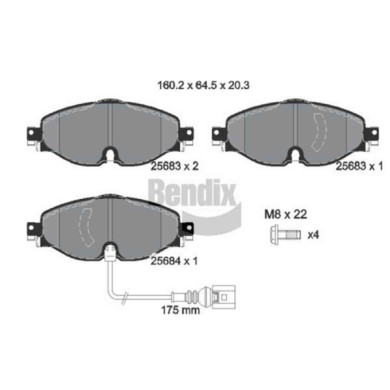 NEUTRO.jpg Kit pastiglie freno, Freno a disco BPD1016 BENDIX BRAKING per AUDI VW SEAT SKODA