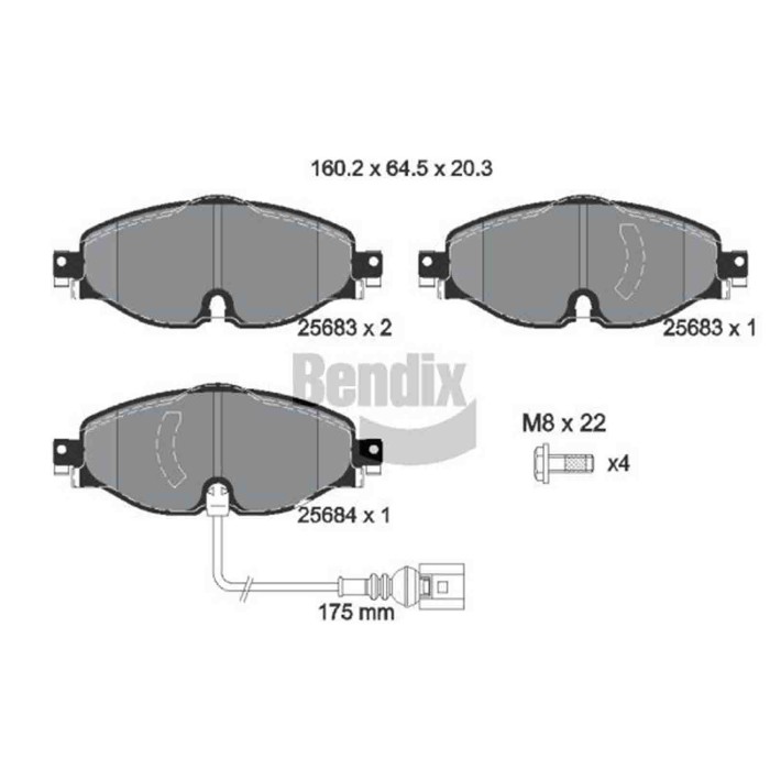 NEUTRO.jpg Kit pastiglie freno, Freno a disco BPD1016 BENDIX BRAKING per AUDI VW SEAT SKODA