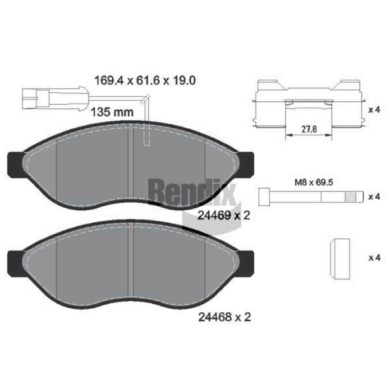 NEUTRO.jpg Kit pastiglie freno, Freno a disco BPD1034 BENDIX BRAKING per PEUGEOT CITROEN