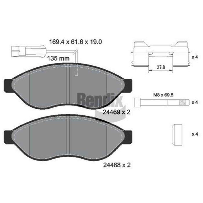 NEUTRO.jpg Kit pastiglie freno, Freno a disco BPD1034 BENDIX BRAKING per PEUGEOT CITROEN
