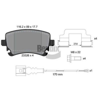 NEUTRO.jpg Kit pastiglie freno, Freno a disco BPD1163 BENDIX BRAKING per VW