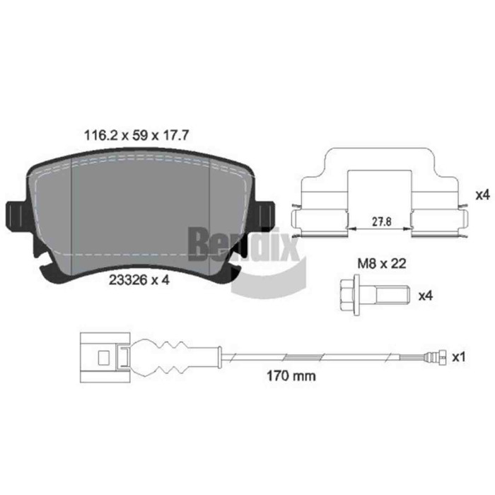 NEUTRO.jpg Kit pastiglie freno, Freno a disco BPD1163 BENDIX BRAKING per VW