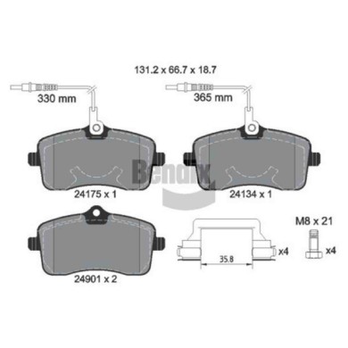 NEUTRO.jpg Kit pastiglie freno, Freno a disco BPD1174 BENDIX BRAKING per PEUGEOT
