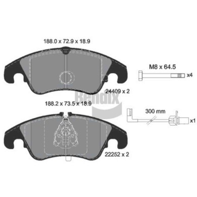 NEUTRO.jpg Kit pastiglie freno, Freno a disco BPD1201 BENDIX BRAKING per AUDI