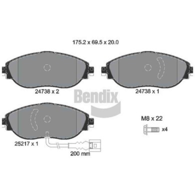 NEUTRO.jpg Kit pastiglie freno, Freno a disco BPD1333 BENDIX BRAKING per AUDI VW SEAT SKODA