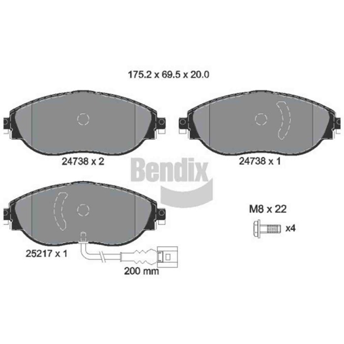 NEUTRO.jpg Kit pastiglie freno, Freno a disco BPD1333 BENDIX BRAKING per AUDI VW SEAT SKODA